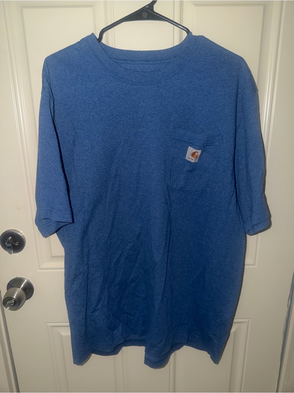 Carhartt Men's Heathered Blue Pocket Tee with Logo Patch